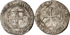 Genève, l'atelier de Cornavin. Louis I, 1434-1465. Double blanc non daté. Cornavin (Giacomo Filippi). LVDOVICVS DVX (fleur) SABAVDIE PR' Écu de Savoie...