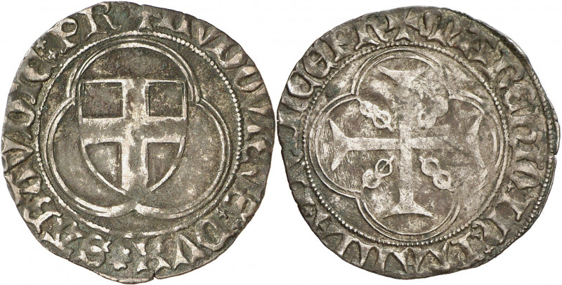 Genève, l'atelier de Cornavin. Louis I, 1434-1465. Double blanc non daté, Cornav...