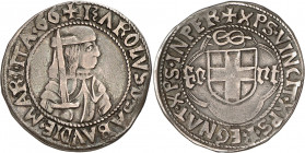 Genève, l'atelier de Cornavin. Charles I, 1482-1490. Teston non daté GG, Cornavin (Nicola Gatti). KAROLVS D SABAVDIE MAR I ITA GG Buste du duc au prof...