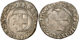 Genève, l'atelier de Cornavin. Charles I, 1482-1490. Parpaiolle non datée du 2e type GG, Cornavin (Nicola Gatti). KAROLUS DVX SABAVD G G Écu de Savoie...