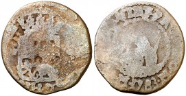 1783. Carlos III. Manila. 1 cuarto. (Cal. 1866) (Basso 10) (Kr. 2). 2,37 g. Rara. BC-.