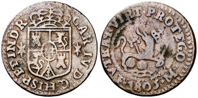 1805. Carlos IV. Manila. 1 octavo. (Cal. falta) (Basso 18) (Kr. 5). 1,76 g. Acuñ...
