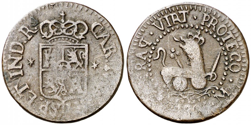 1805. Carlos IV. Manila. 1 cuarto. (Cal. 1474) (Basso 15) (Kr. 6). 3,40 g. Cospe...
