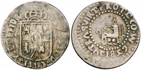 1829. Fernando VII. Manila. 1 cuarto. (Cal. 1609 var) (Basso 34d) (Kr. 7). 2,26 g. El 2 de la fecha retrógrado. Ex Colección de monedas de cobre, Áure...