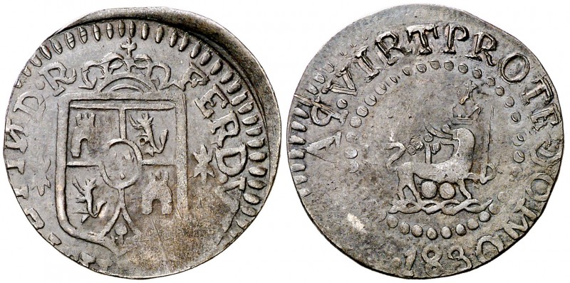 1830. Fernando VII. Manila. 1 cuarto. (Cal. 1610) (Basso 35) (Kr. 7). 1,88 g. MB...