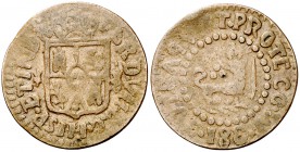1830. Fernando VII. Manila. 1 cuarto. (Cal. 1610 var) (Basso 35e) (Kr. 7 var). 2,78 g. Fecha expresada como 108. Ex Áureo 21/05/1998, nº 2732. MBC.