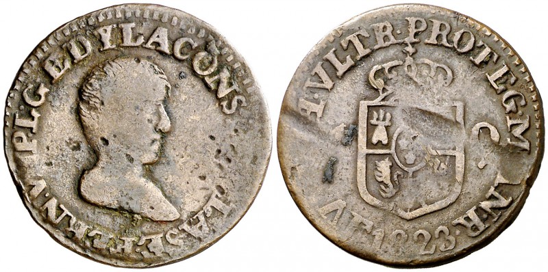 1823. Fernando VII. Manila. R. 1 cuarto. (Cal. 1612) (Basso 38) (Kr. 9). 3,55 g....