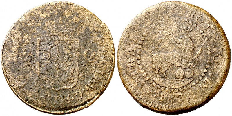 1834. Fernando VII. Manila. 2 cuartos. (Cal. 1596, es una impronta) (Basso 42, c...