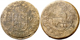1834. Fernando VII. Manila. 2 cuartos. (Cal. 1596, es una impronta) (Basso 42, carece de foto) (Kr. 11, publica ¿por error? la foto de una moneda de 2...