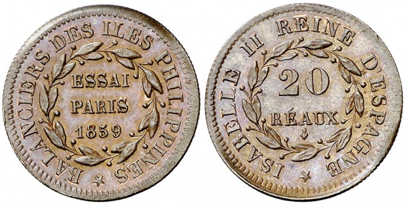 1859. Isabel II. París. 20 reaux. (Basso 79) (Kr. Deluxe ANA Centennial Edition ...