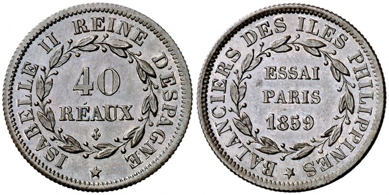 1859. Isabel II. París. 40 reaux. (Basso 80) (Kr. Deluxe ANA Centennial Edition ...