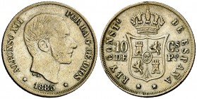 1885. Alfonso XII. Manila. 10 centavos. (Barrera 1070). 2,57 g. Falsa de época. MBC+.