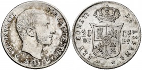 1885. Alfonso XII. Manila. 20 centavos. (Cal. 92) (Basso 65). 5,15 g. Bella. EBC.
