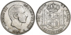 1883. Alfonso XII. Manila. 50 centavos. (Cal. 83) (Basso 66). 13,06 g. MBC.