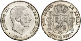 1885. Alfonso XII. Manila. 50 centavos. (Cal. 86) (Basso 66). 13 g. Muy bella. Brillo original. Escasa así. S/C.