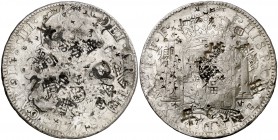 1778. Carlos III. México. FF. 8 reales. 26,10 g. Resellos orientales. MBC.