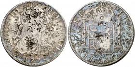 1778. Carlos III. México. FF. 8 reales. 26,40 g. Resellos orientales. MBC.