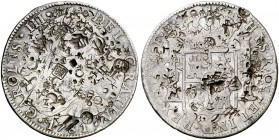 1781. Carlos III. México. FF. 8 reales. 26,68 g. Resellos orientales. MBC.