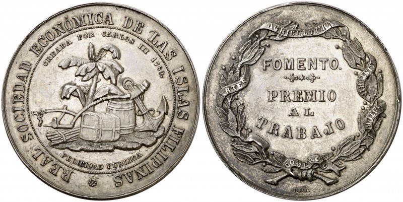 (hacia 1800). Real Sociedad Económica de las Islas Filipinas. 54,31 g. Plata. 41...