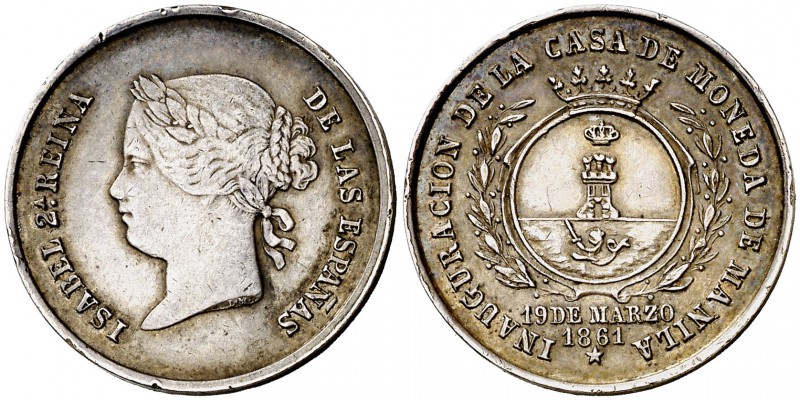 1861. Isabel II. Inauguración de la Casa de Moneda. (V. 427) (Basso 96). 5,15 g....