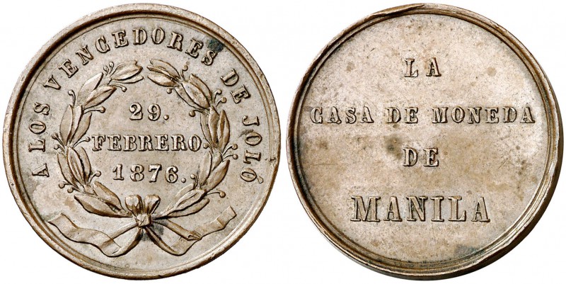 1876. Alfonso XII. La Casa de Moneda a los vencedores de Joló. (V. 847 var. por ...