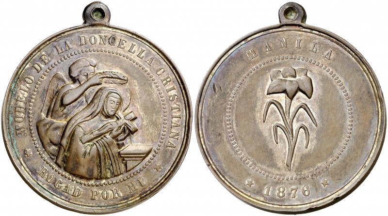 1876. "Modelo de la doncella cristiana, rogad por mí". 31,29 g. Bronce. 31 mm. C...