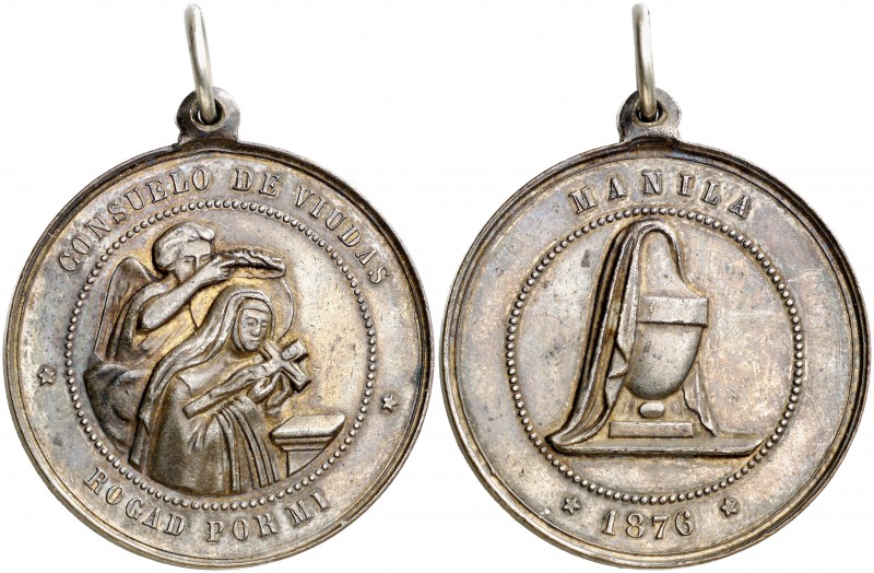1876. "Consuelo de viudas, rogad por mí". 32,11 g. Cobre plateado. 38 mm. El tip...