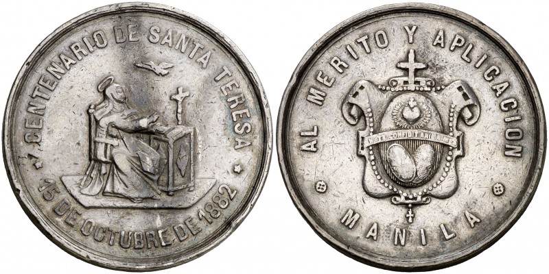1882. Alfonso XII. Centenario de Santa Teresa. 30,13 g. Plata. 37 mm. Grabador: ...