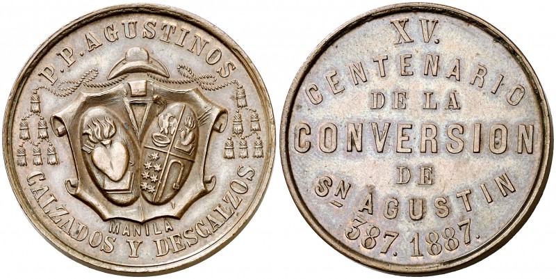 1887. XV Centenario de la conversión de San Agustín. 15,92 g. Bronce. 31 mm. Rar...