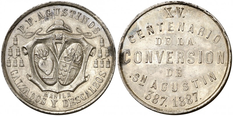 1887. XV Centenario de la conversión de San Agustín. 16,07 g. Cobre plateado. 31...