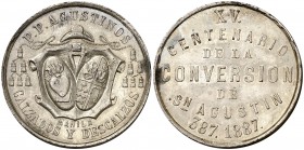 1887. XV Centenario de la conversión de San Agustín. 16,07 g. Cobre plateado. 31 mm. Golpecito en canto. Rara. EBC.