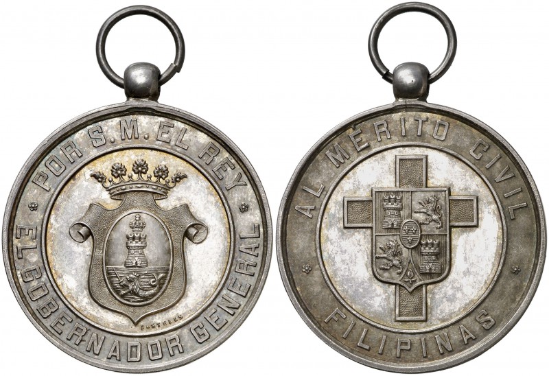 (¿1890?). Al Mérito Civil. (Pérez Guerra 770) (Basso 719). 28,39 g. Plata. 38 mm...