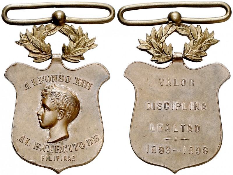 1898. Alfonso XIII. Distinción de la Campaña de Filipinas 1896-1898. (Pérez Guer...