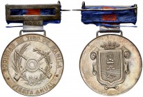 1894/3. Sociedad de Tiro de Manila. 19,77 g. Con cinta y prendedor original, en el cual se halla la fecha. Bella. Plata. 37 mm. EBC.