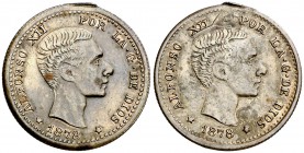 1878. Alfonso XII. Manila. Jetón con la figura de Alfonso XII en las dos caras. 1,85 g. Sirvió como joya. (MBC).