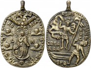s/d. La Virgen. Medalla devocional. 60,71 g. Bronce fundido. 82x54 mm. EBC.