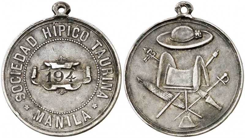 s/d. Sociedad Hípico-Taurina. 8,96 g. Con anilla. Plata. 21 mm. Ex Áureo 28/04/2...