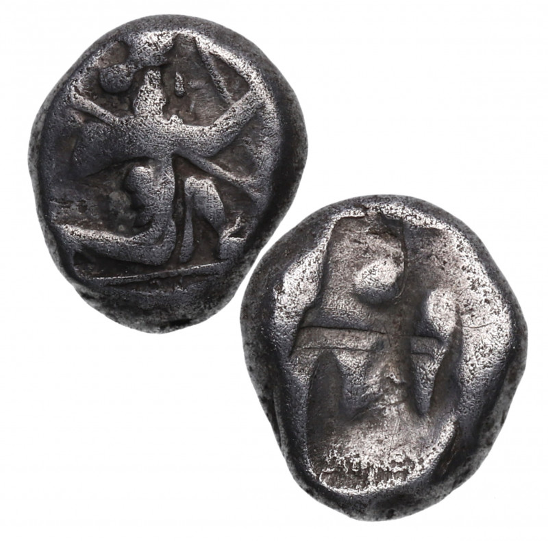 485-420 aC. Darío I. Siclo. Carradice tipo 3. Ag. 5,43 g.  Rey persa en posición...