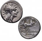 91 aC. Gens Junia. Roma. Denario. S. 15. Ag. 3,98 g. EBC / EBC+. Est.140.