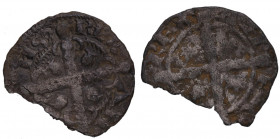 1188-1230. Alfonso IX (1188-1230). 2 monedas. Dinero. Orol 13. Ve. MBC y MBC-. Est.20.