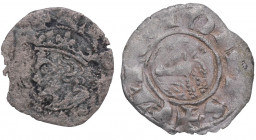 1292-1350. Alfonso XI y Fernando IV. Coruña y desconocida. 2 monedas. Cornado de Alfonso XI y Fernando IV. MMM A11:3.5. Ve. MBC y MBC-. Est.20.