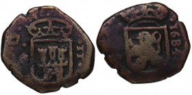 1684. Carlos II (1665-1700). Coruña. Ae. 4,57 g. RARA. BC+. Est.30.