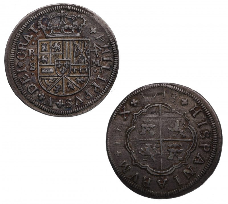 1718. Felipe V (1700-1746). Madrid. 4 Reales. S. A&C 1223. Ag. 11,61 g. 4 invert...