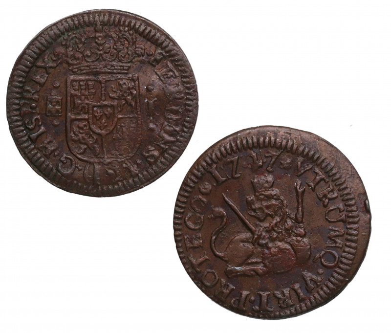 1747. Fernando VI (1746-1759). Segovia. 1 maravedí. A&C 19. Cu. 1,24 g. Bella. E...