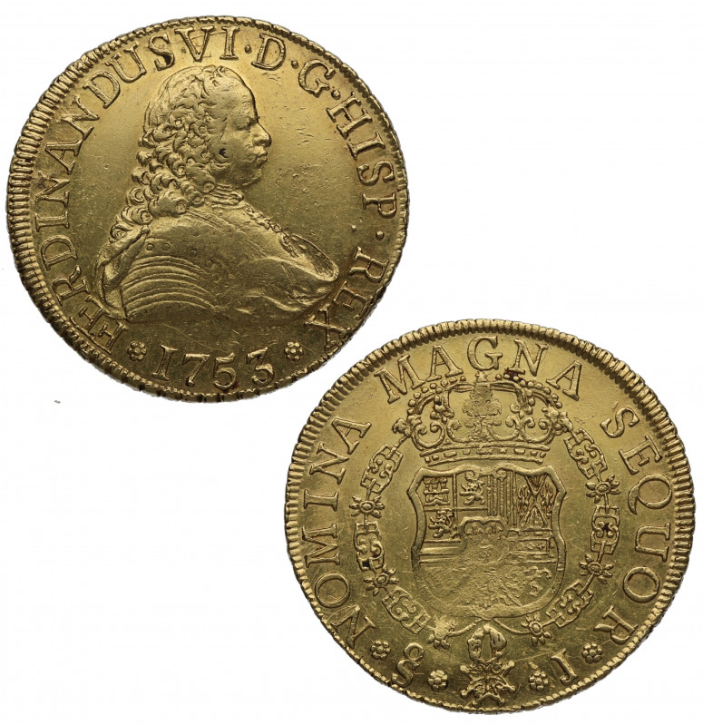 1753. Fernando VI (1746-1759). Santiago. 8 escudos. J. A&C 827. Au. 27,08 g. Bel...