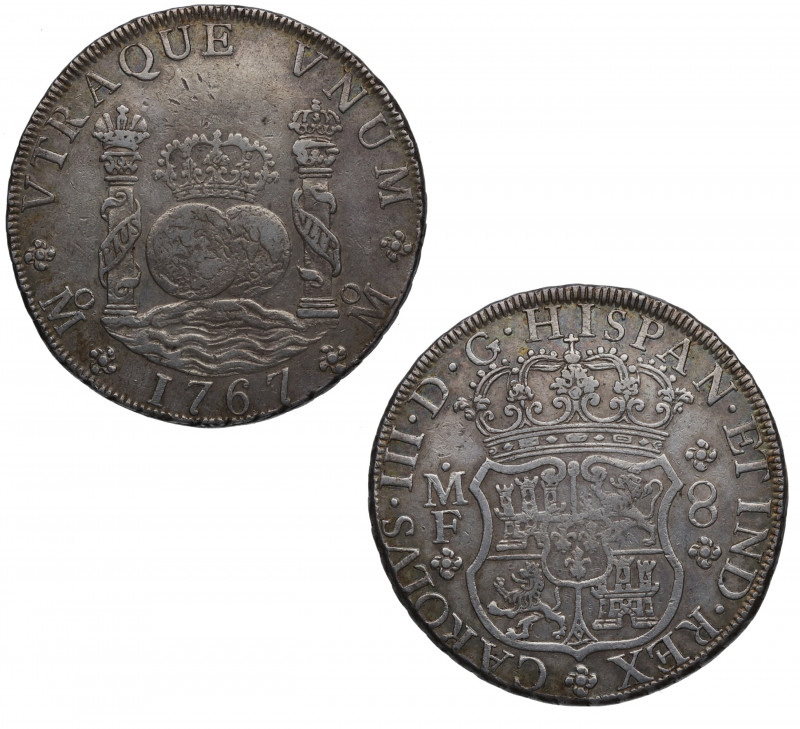 1767. Carlos III (1759-1788). México. 8 reales columnario. MF. A&C 1092. Ag. 26,...