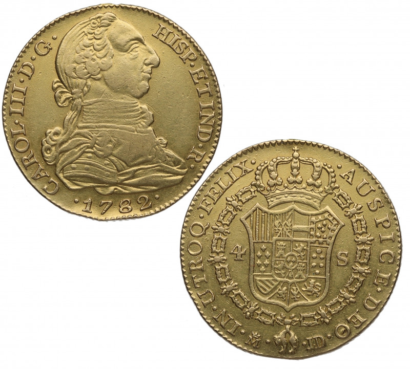 1782. Carlos III (1759-1788). Madrid. 4 Escudos. JD. A&C 1787. Au. 13,41 g. Bell...