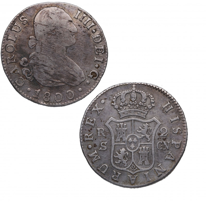 1800. Carlos IV (1788-1808). Sevilla. 2 Reales. CN. A&C 728. Ag. 5,80 g. MBC-. E...