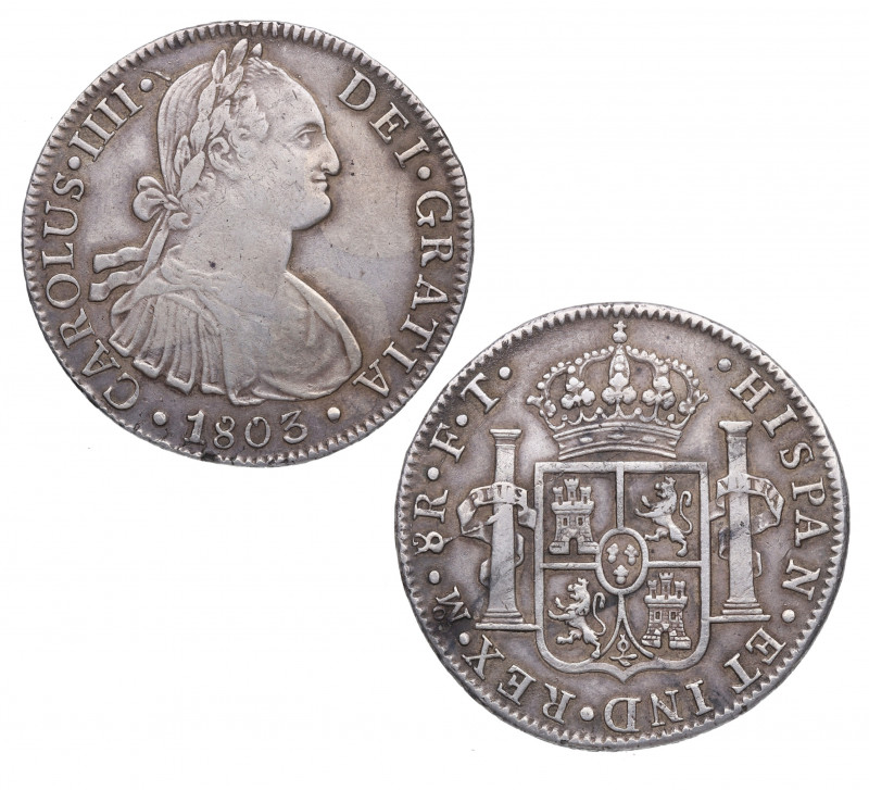 1803. Carlos IV (1788-1808). México. 8 Reales. FT. A&C 977. Au. 26,93 g. MBC. Es...