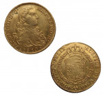 1810. Fernando VII (1808-1833). México. 8 escudos. HJ. A&C 1783. Au. 26,95 g. Acuñación floja en reverso. MBC+ / MBC. Est.1600.